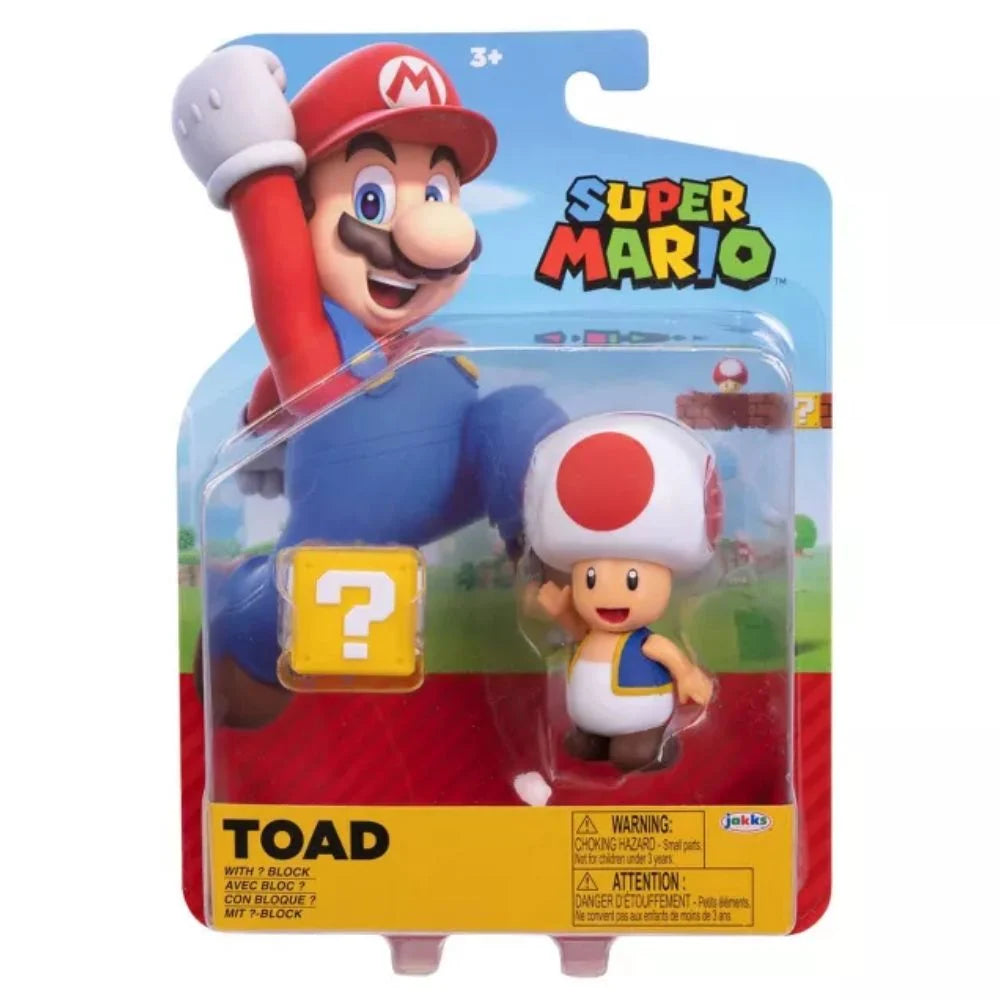 NINTENDO SUPER MARIO 4" FIGURES TOAD WITH ? BLOCK