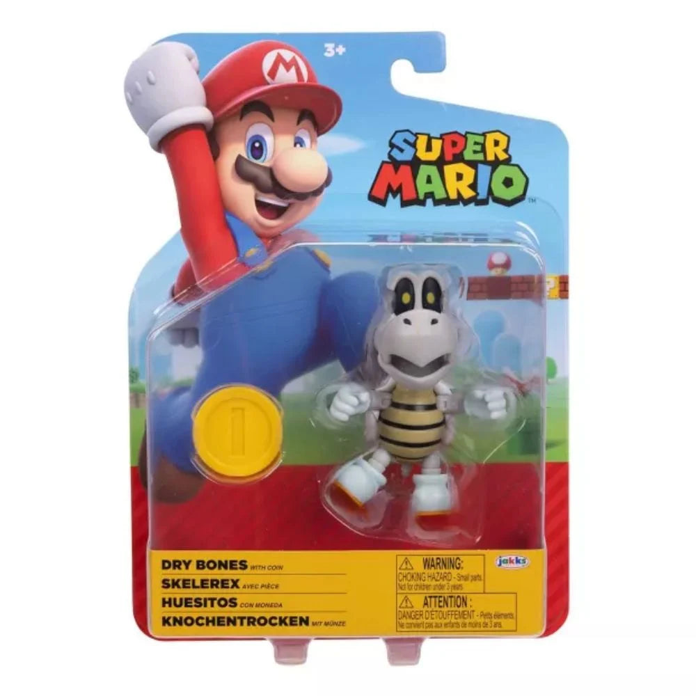 NINTENDO SUPER MARIO 4" FIGURES DRY BONES WITH COIN