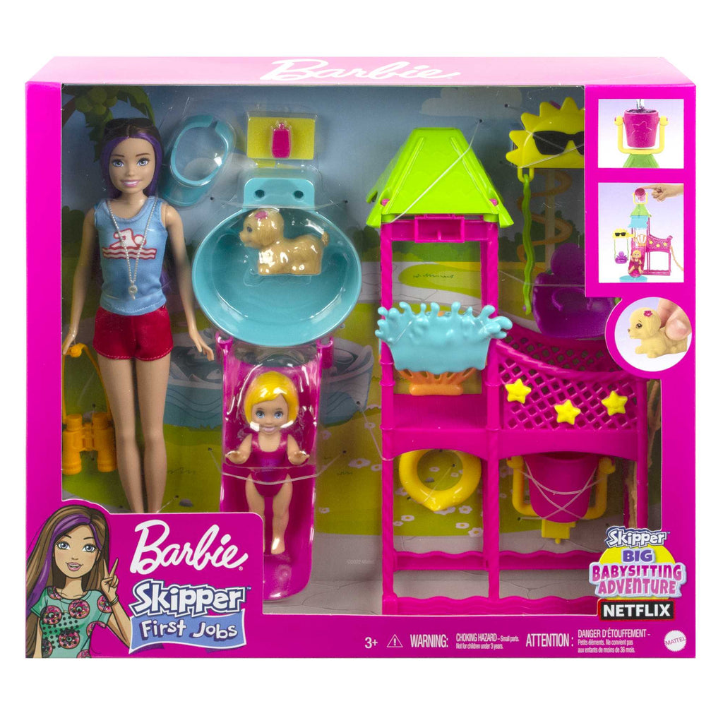 BARBIE SKIPPER FIRST JOBS DOLL WATERPARK PLAYSET