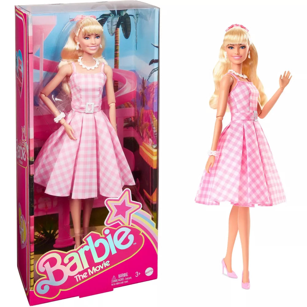 BARBIE THE MOVIE 2023 Margot Robbie In Pink Gingham Dress