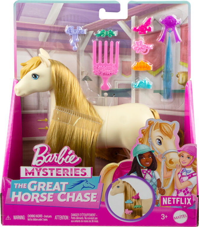 HXJ29 Barbie Mysteries The Great Horse Chase Tornado Pony and Accessories