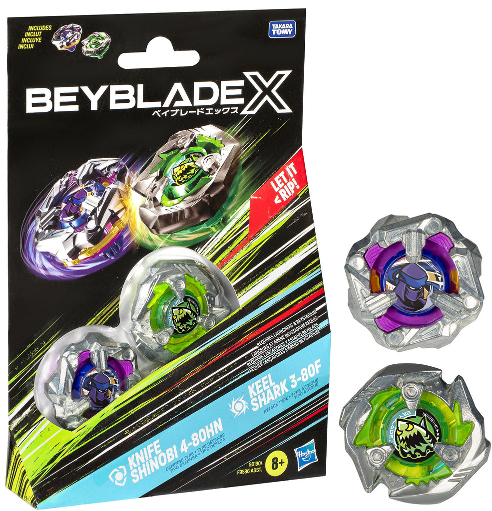 F9586 BEYBLADE X DUAL PACK -  Knife Shinobi 4-80HN & Keel Shark 3-80F