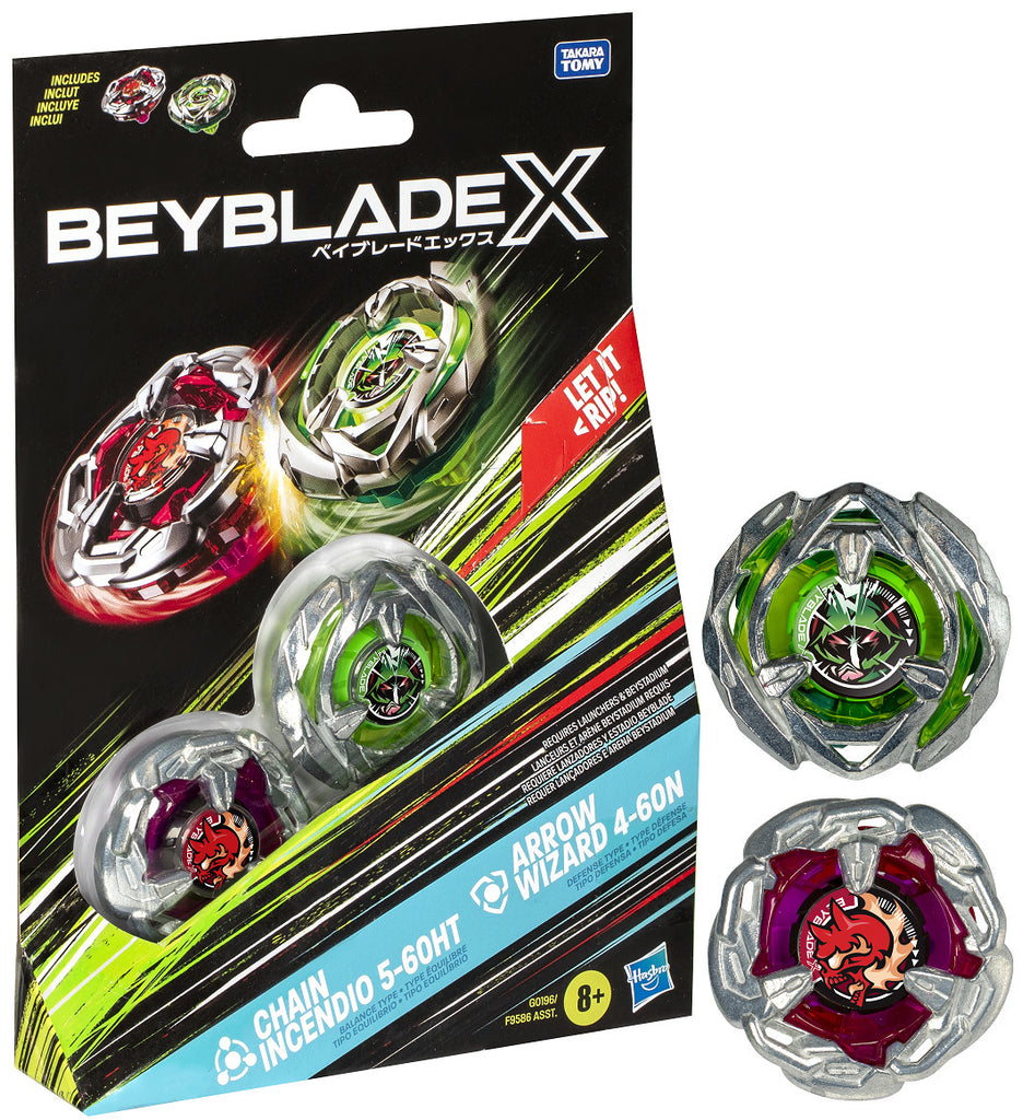 F9586 BEYBLADE X DUAL PACK - Chain Incendio 5-60HT & Arrow Wizard 4-60N