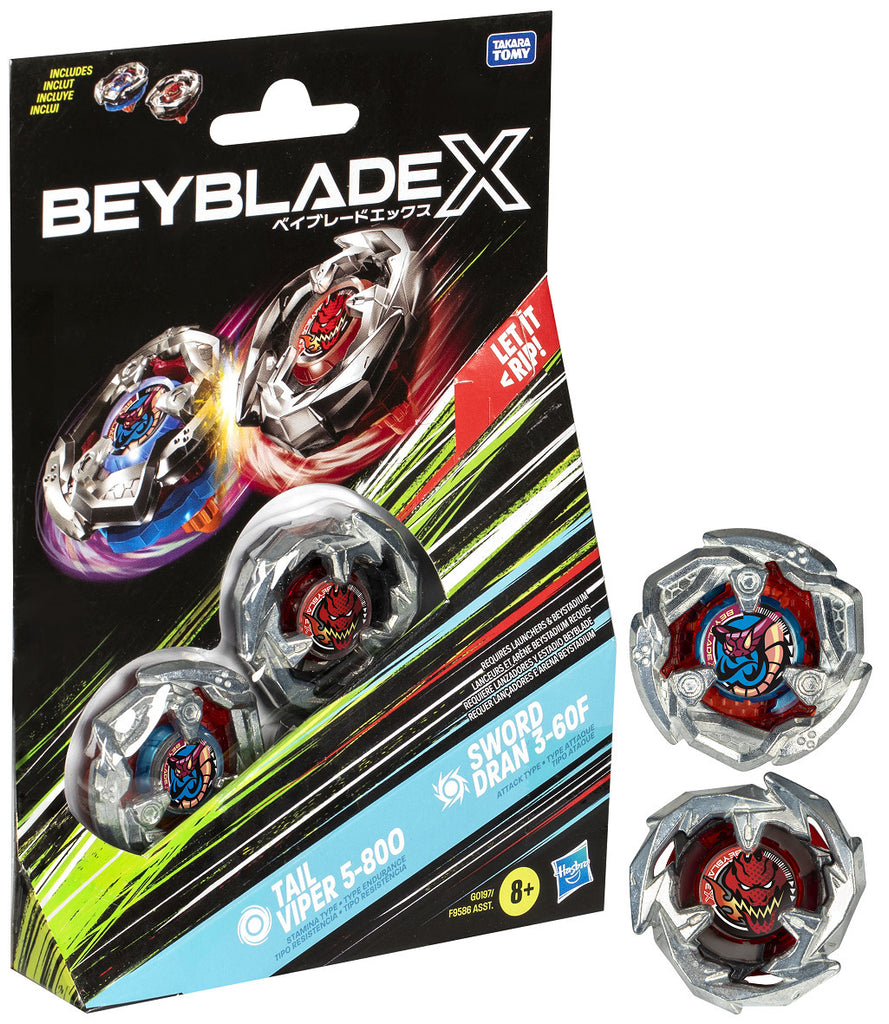 F9586 BEYBLADE X DUAL PACK -  Tail Viper 5-80O & Sword Dran 3-60F