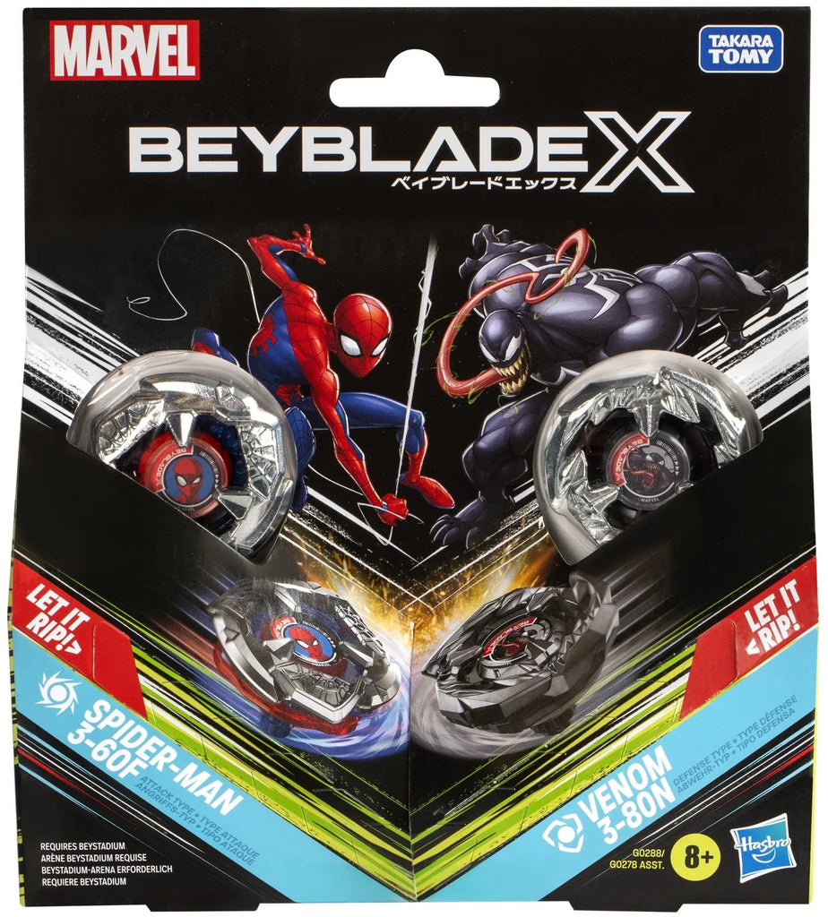 Beyblade X Marvel Collab Spider-Man 3-60F vs. Venom 3-80N