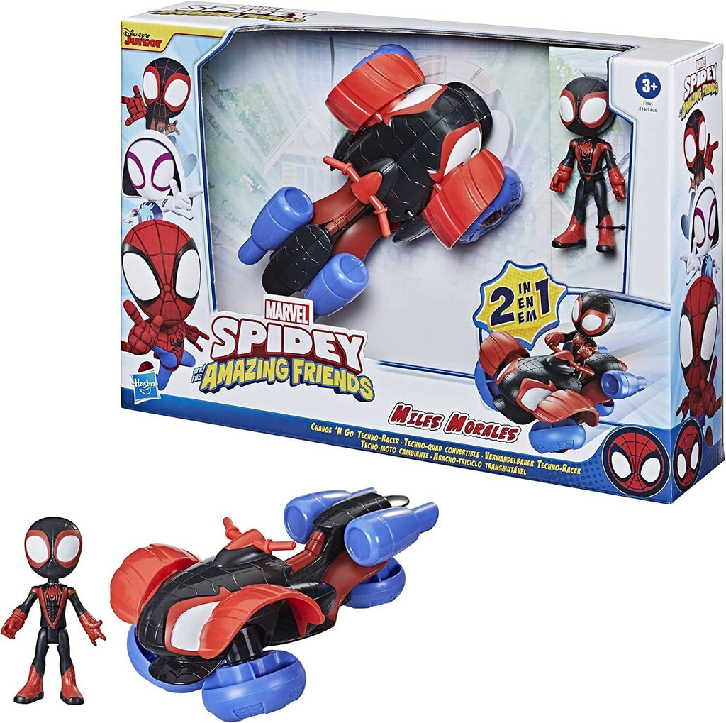 SPIDEY AND HIS AMAZING FRIENDS 2 IN 1CHANGE 'N GO TECHNO-RACER AND MILES MORALES: SPIDER-MAN