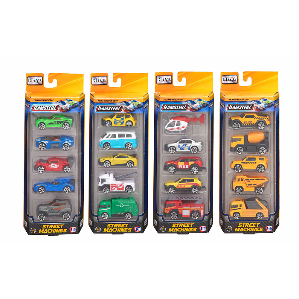 TEAMSTERZ STREET MACHINES DIE CAST VEHICLES 5 PACK ASSORTED