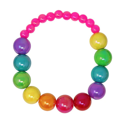 PINK POPPY RAINBOW BEADS BRACELET