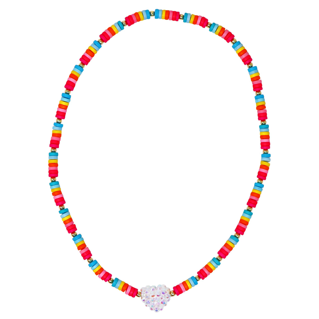 PINK POPPY RAINBOW JEWELLED HEART NECKLACE