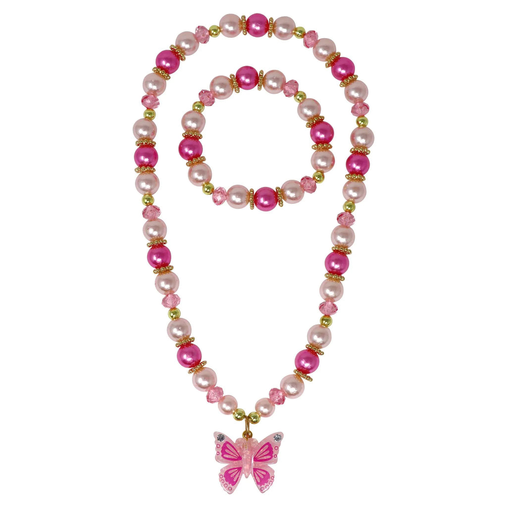 PINK POPPY BUTTERFLY NECKLACE & BRACELET SET