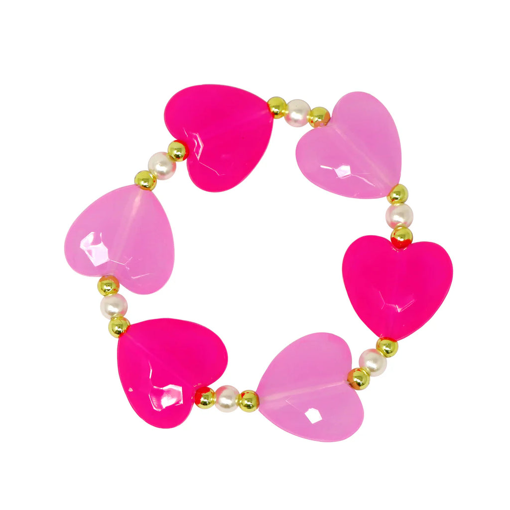 PINK POPPY BALLET HEART AND PEARL BRACELET