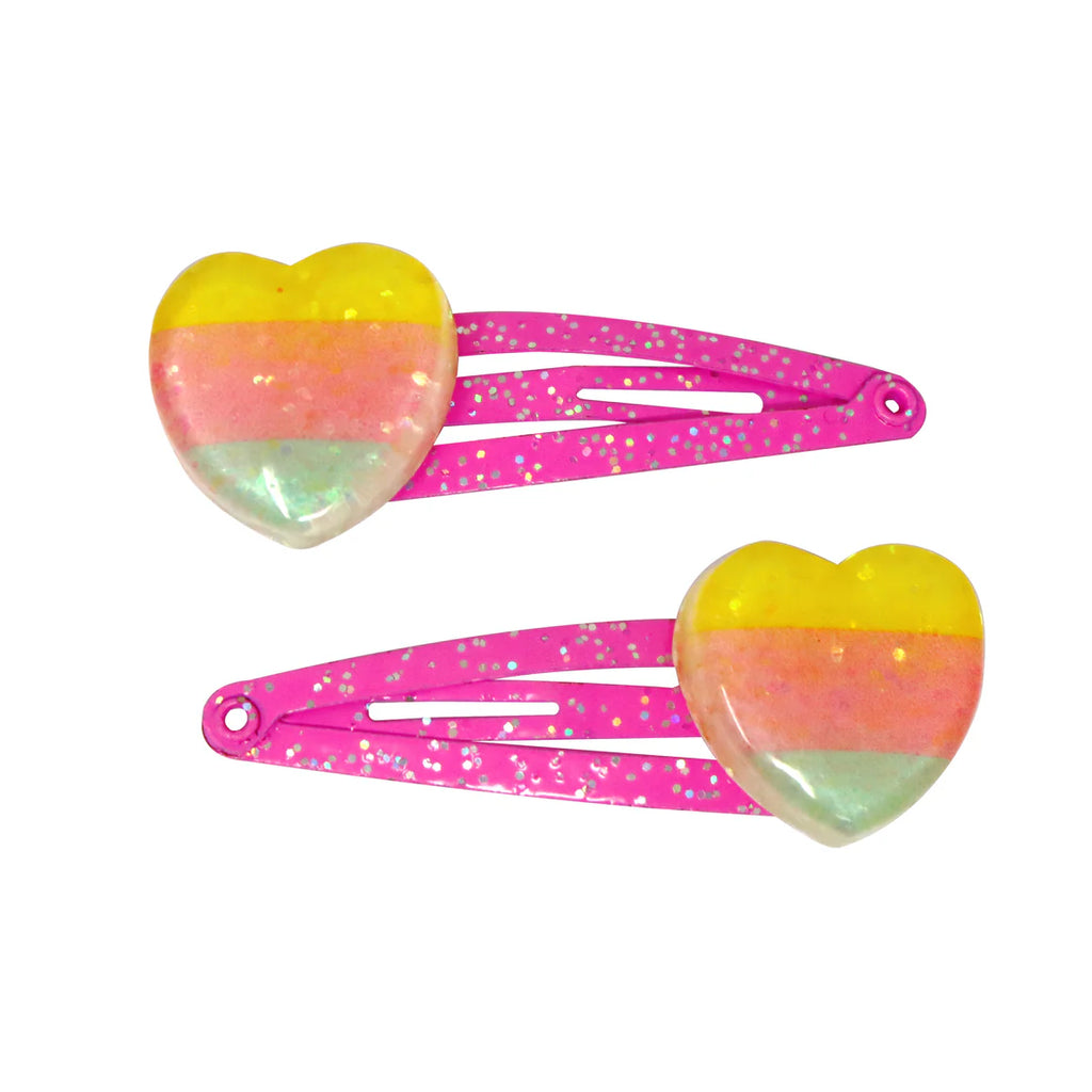 PINK POPPY RAINBOW HEART HAIR CLIPS