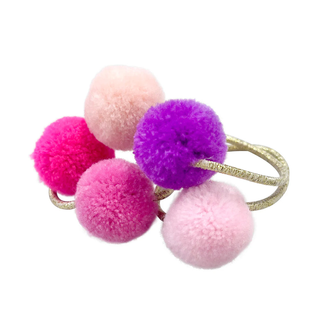 PINK POPPY POM POM HAIR ELASTICS