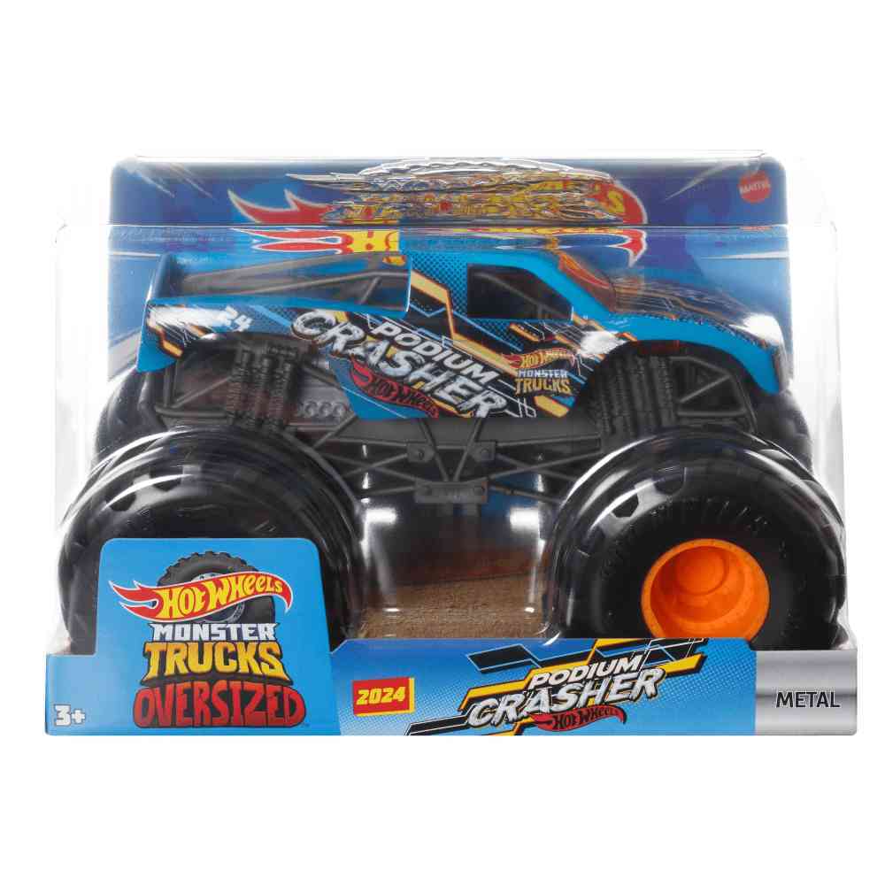 FYJ83 HOT WHEELS MONSTER TRUCKS OVERSIZED  PODIUM CRASHER