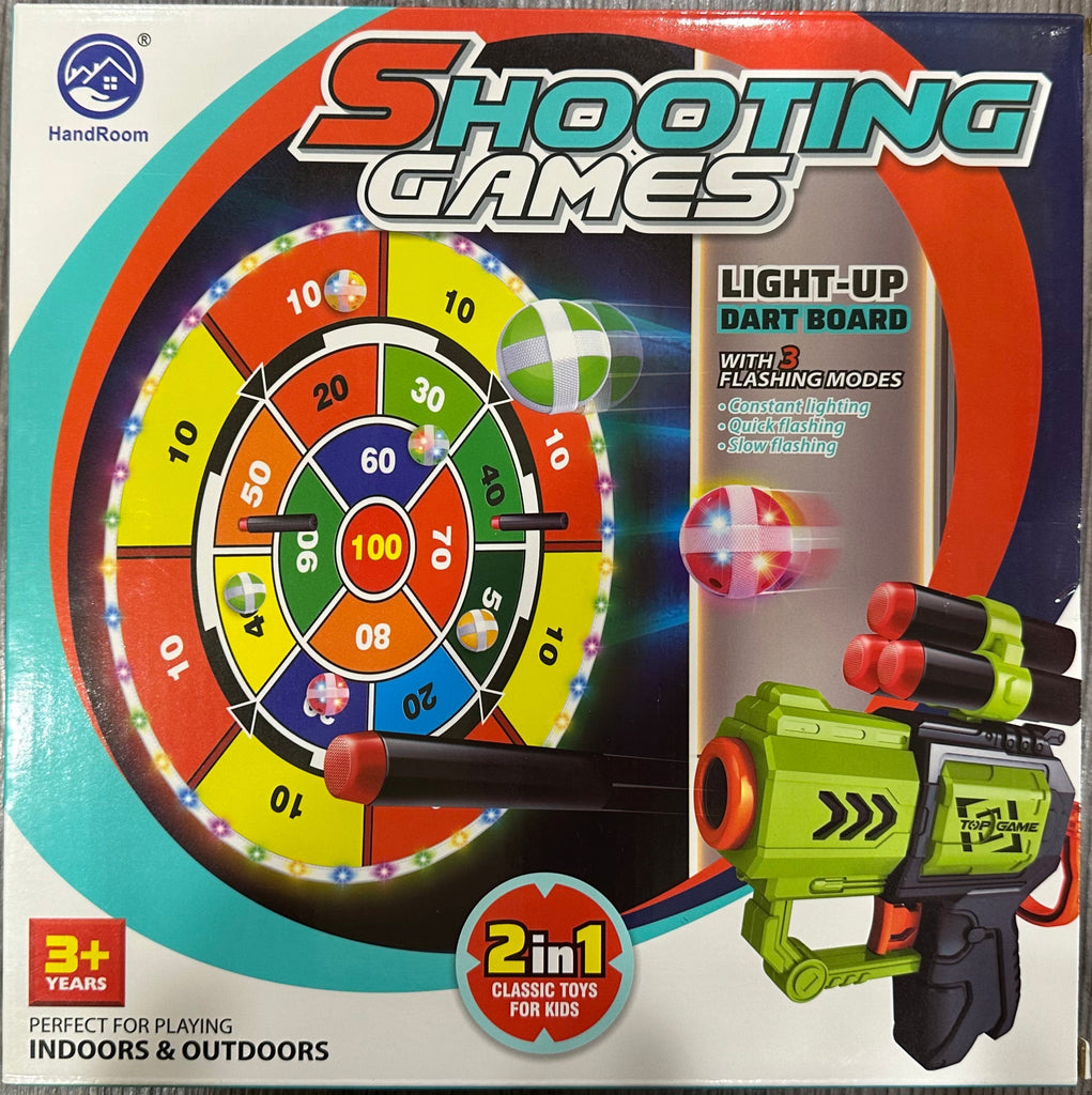 SHOOTING LIGHT UP DART BOARD  2 IN 1