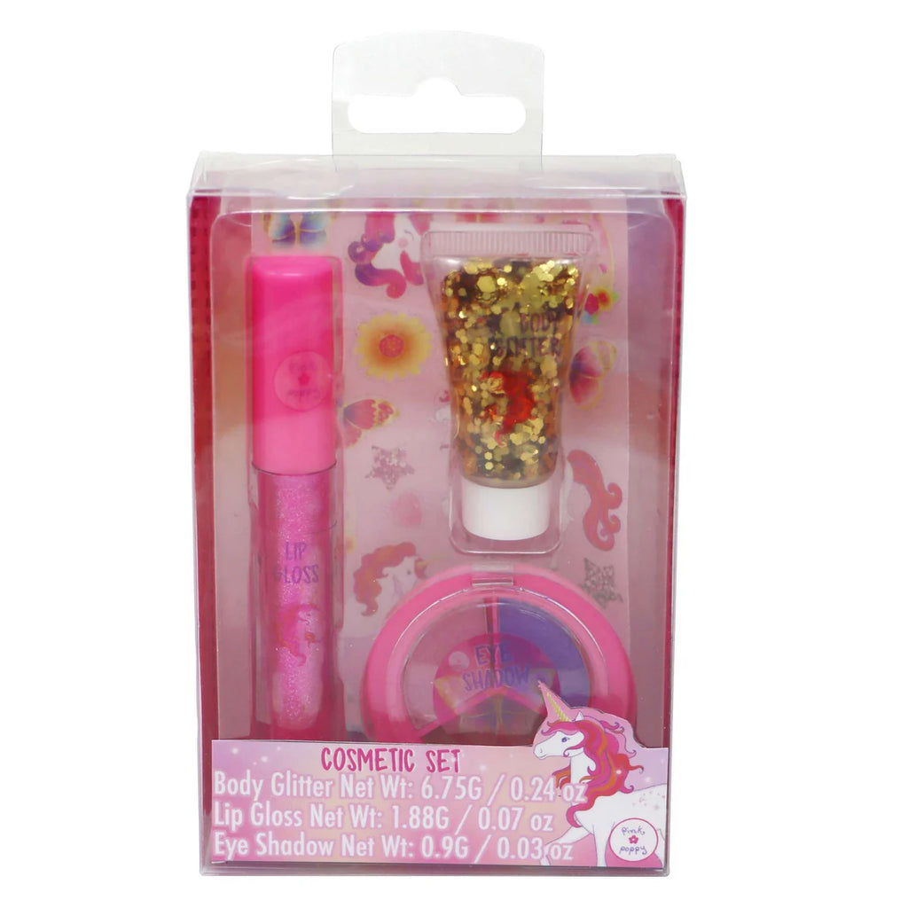 PINK POPPY UNICORN BUTTERFLY COSMETIC SET