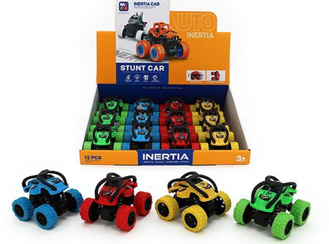 MONSTER WHEELS FRICTION ROLLOVER STUNT CAR 9CM ASST