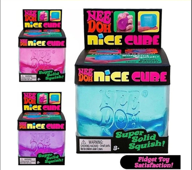 NeeDoh Nice Cube - Sensory Squishy Fidget Toy, Stress Relief, Soft & Firm Feel