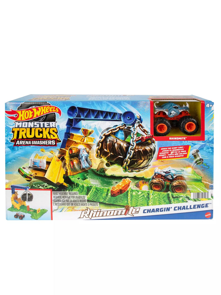 HTP18 HOT WHEELS MONSTER TRUCKS ARENA SMASHERS RHINOMITE CHARGIN CHALLENGE