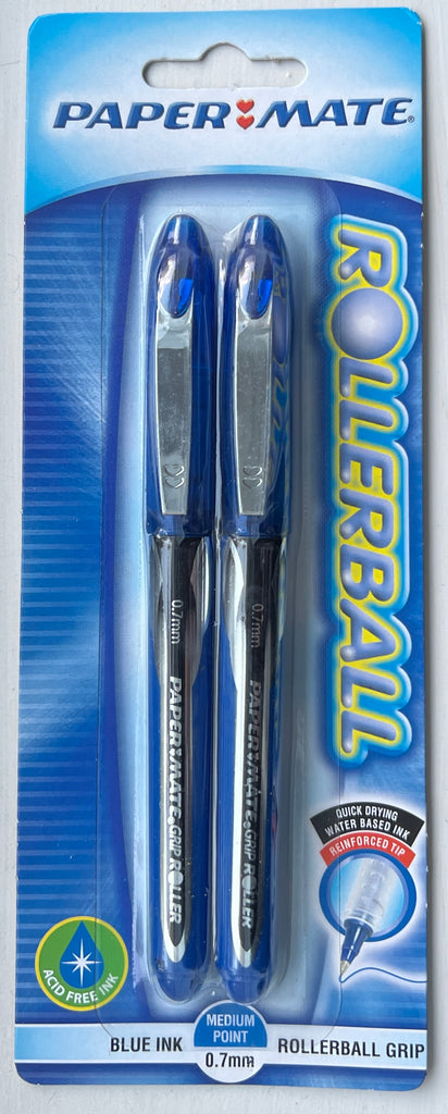 PAPERMATE ROLLERBALL PEN BLUE 2PACK