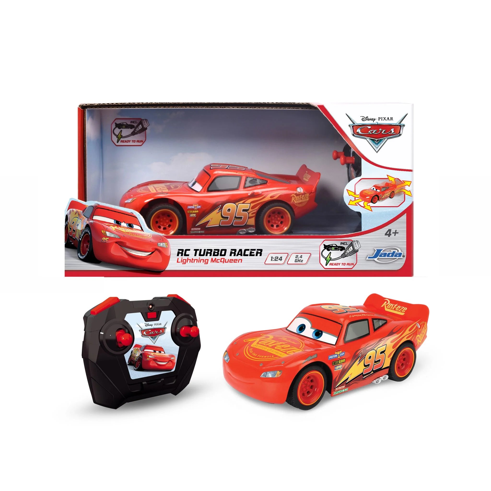 Disney Pixar Cars Jada 1 24 RC Turbo Racer Lightning Mcqueen KIDSGOODS