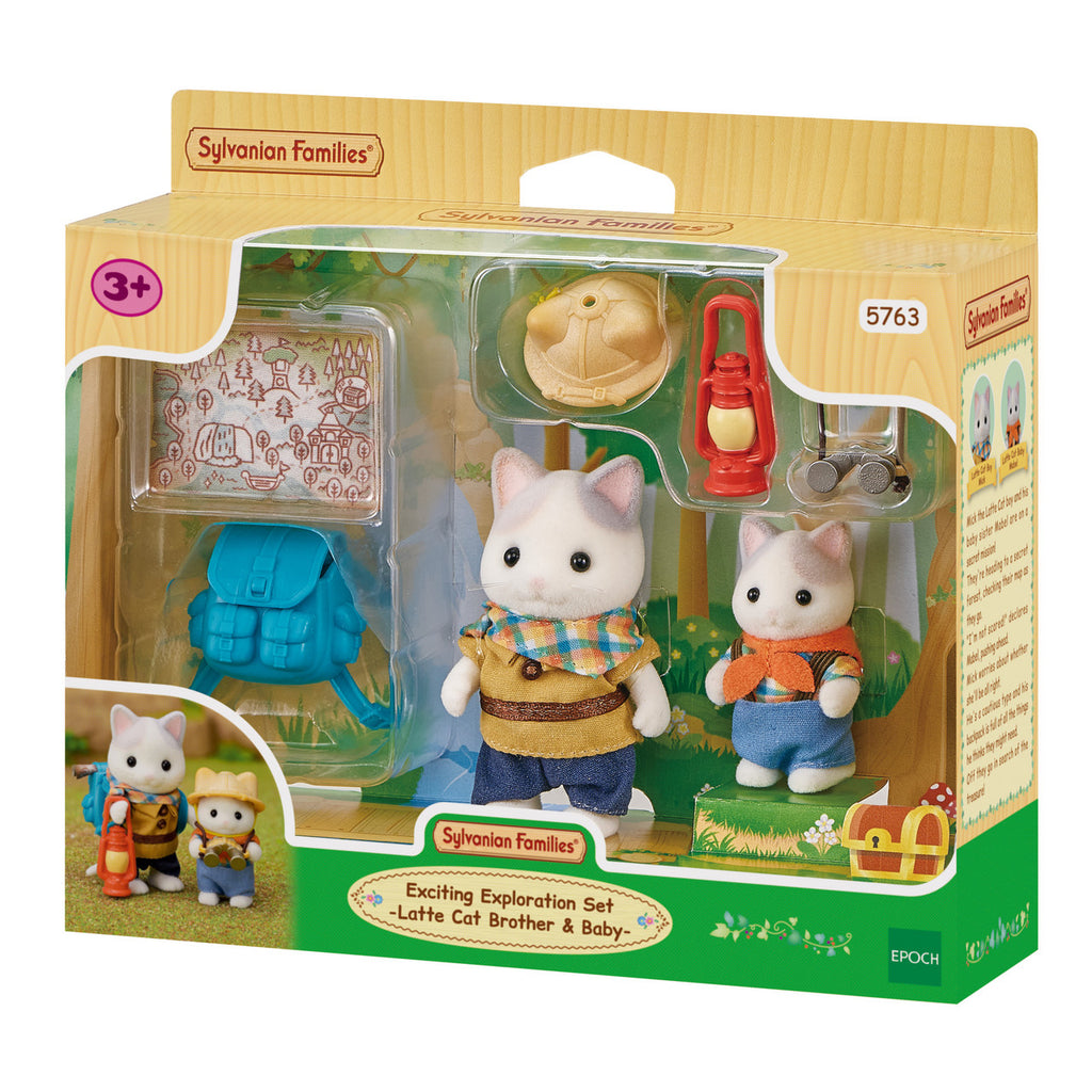 SYLVANIAN FAMILIES EXCITING EXPLORATION SET - LATTE CAT BROYHER & BABY