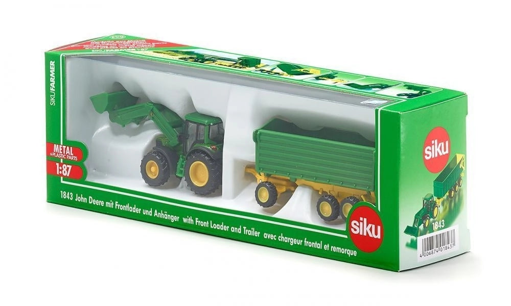 SIKU JOHN DEER FRONT LOADER AND TRAILER