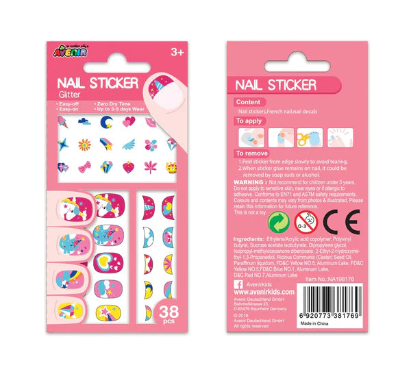 AVENIR NAIL STICKERS GLITTER UNICORN