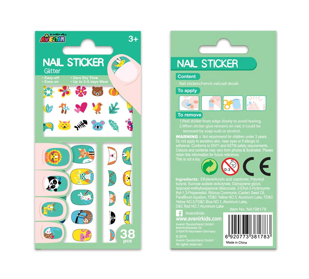 AVENIR NAIL STICKERS GLITTER ANIMALS