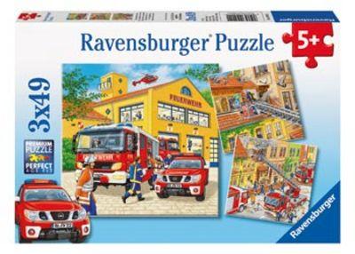 RAVENSBURGER FIRE BRIGADE RUN 3X49 PUZZLE