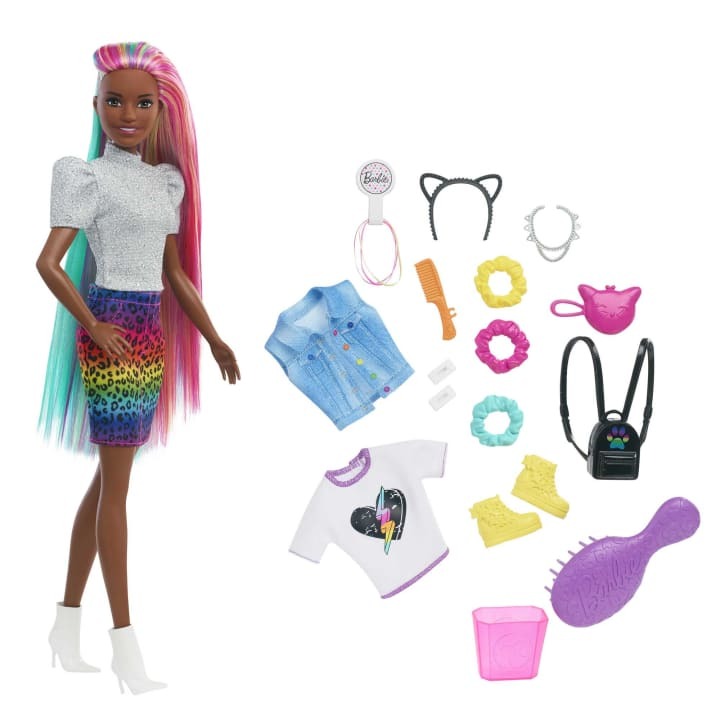 BARBIE LEOPARD RAINBOW HAIR DOLL