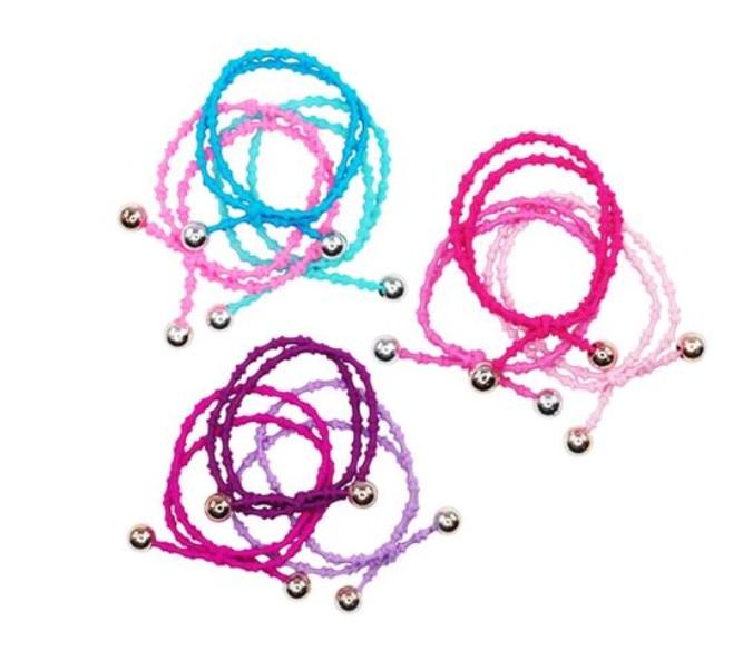 PINK POPPY BEADED HAIR ELASTIC TRIO