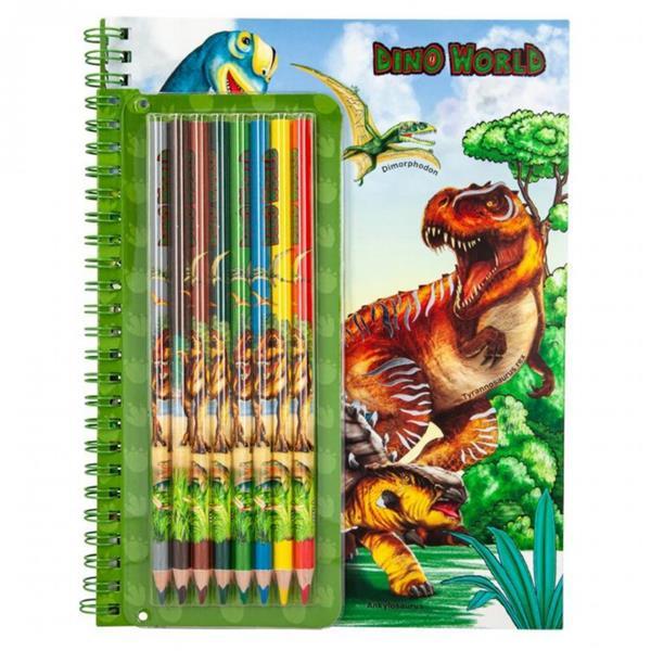 DINO WORLD COLOURING BOOK W COLOURED