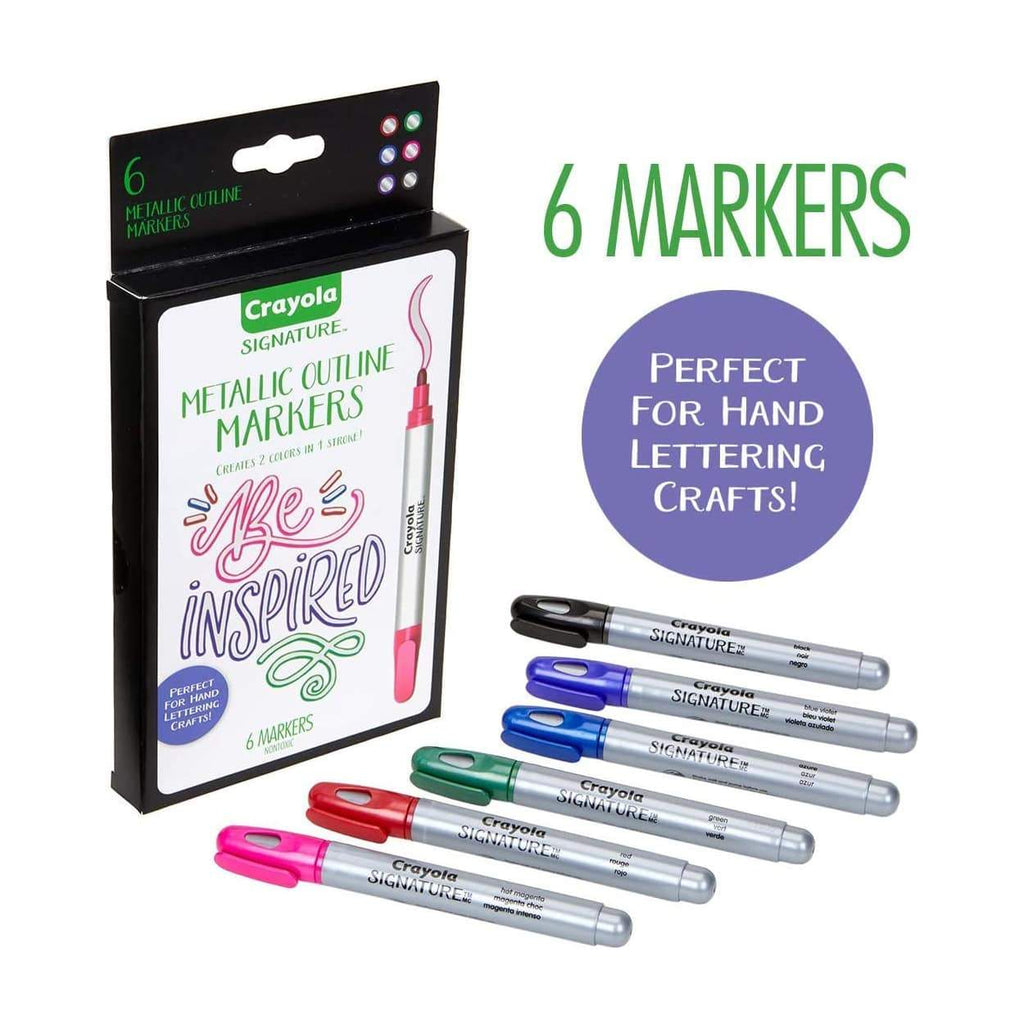 CRAYOLA SIGNATURE 6CT METALLIC OUTLINE MARKERS