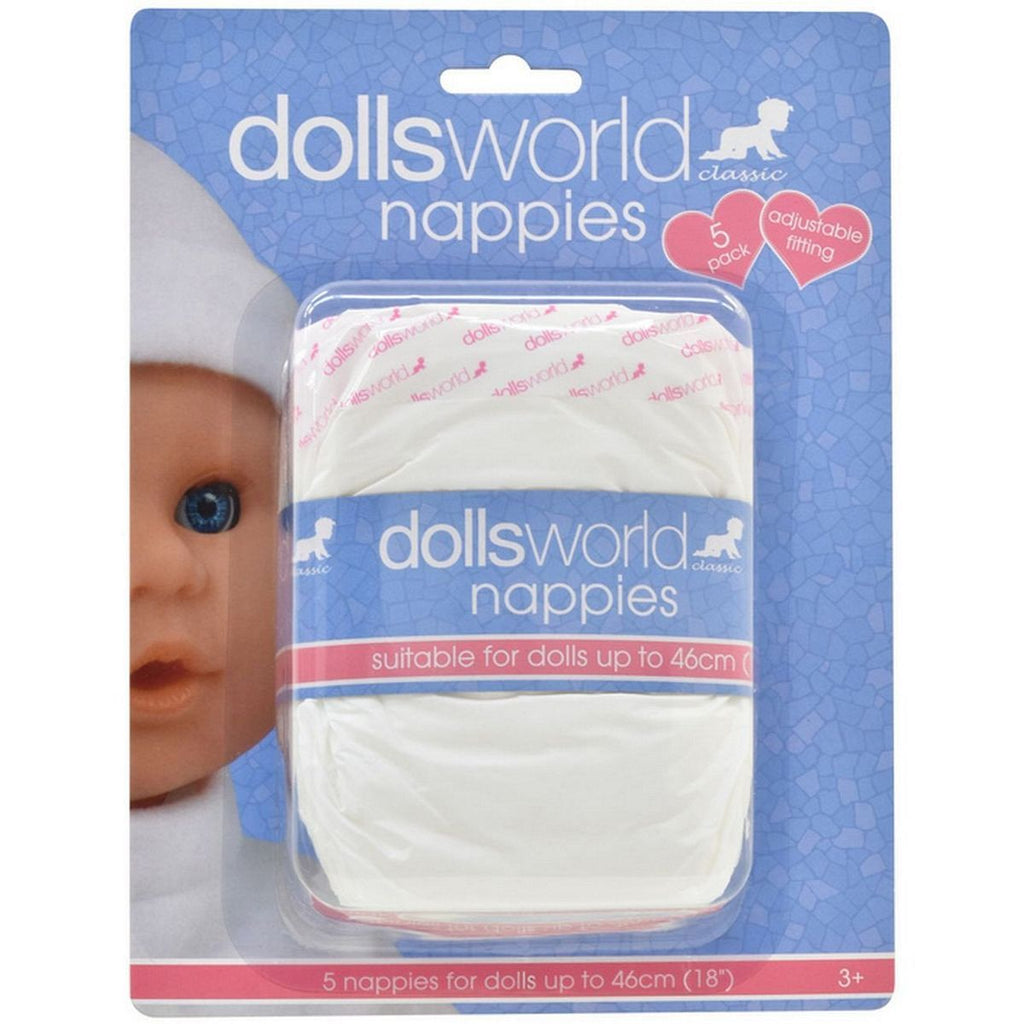 DOLLS WORLD NAPPIES 5PACK