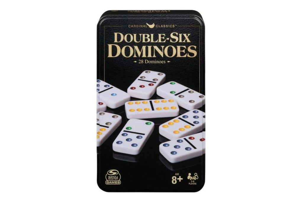 CARDINAL DOUBLE 6 COLOURED DOMINOS TIN